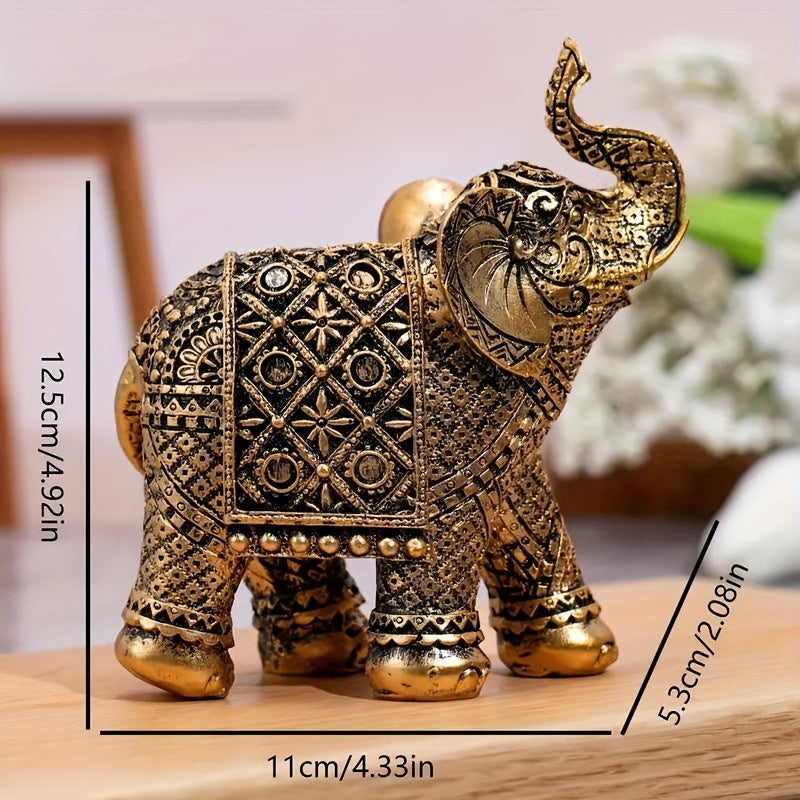 Lucky Wealth Elephant Resin Statue For Home Office Decor