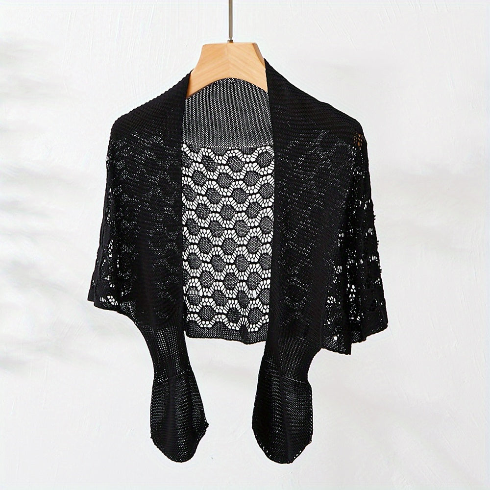 Solid Knitted Shawl Hollow Out Wraps Warm Cape Scarves