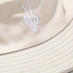 Skull Finger Embroidery Sunshade Bucket Hat for Men Women