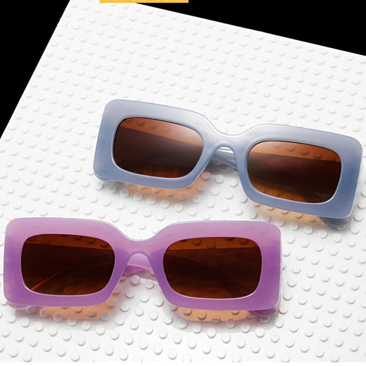 Retro Square Frame Sunglasses Colorful Hip Hop Glasses