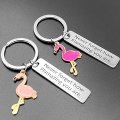Flamazing You Are Motivational Flamingo Stainless Steel Keychain
