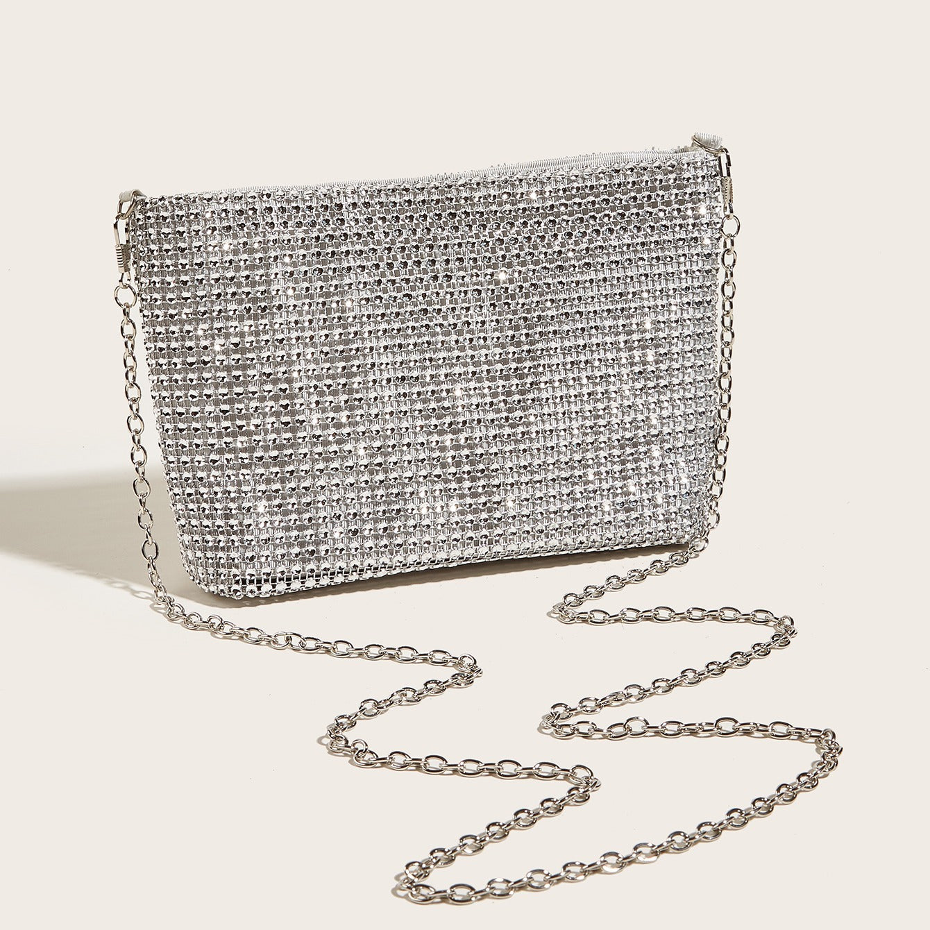 Glitter Evening Bag Women's Glamorous Clutch Bag With Chain Stylish Purse