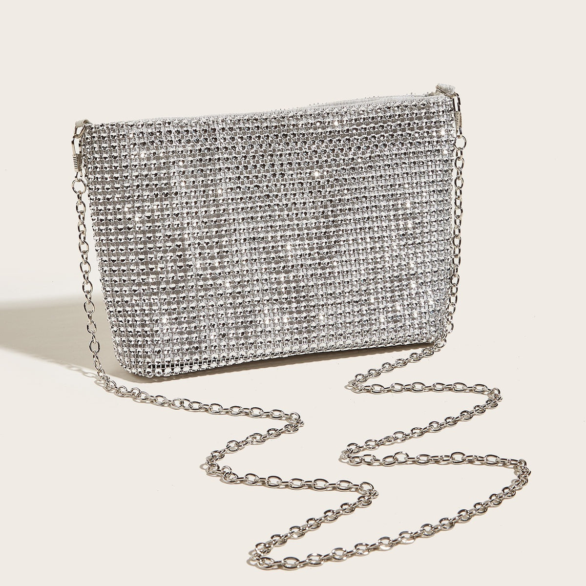 Glitter Evening Bag Women's Glamorous Clutch Bag With Chain Stylish Purse