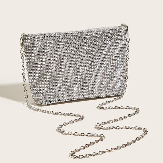 Glitter Evening Bag Women's Glamorous Clutch Bag With Chain Stylish Purse