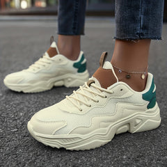 Women's Mesh Chunky Sneakers Lace Up Low Top Sports Shoes