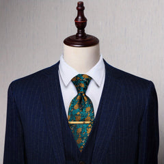 Paisley Silk Tie Set For Men Wedding Neck Tie Clips Men's Gift