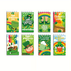 8 St Patrick's Notepads Featuring Lucky Shamrocks Hats And Beer Designs
