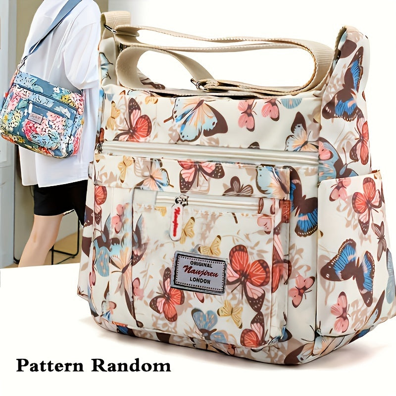 Floral Pattern Crossbody Bag Nylon Shoulder Bag