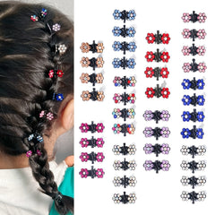 12pcs Mini Hair Claw Clips Non Slip Glitter Rhinestone Flower Claw Clip