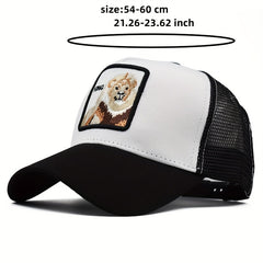 Lion Embroidery Patch Baseball Cap Mesh Trucker Hat Adjustable Sport