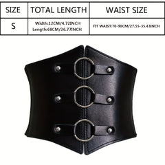 Punk Circles Buckle Wide Belt Coat Waistband Elastic Casual Decorative Girdle