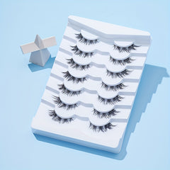 7 Pairs 13mm Wispy Cat Eye Lashes Crisscross Manga Lashes Japanese Style Cosplay