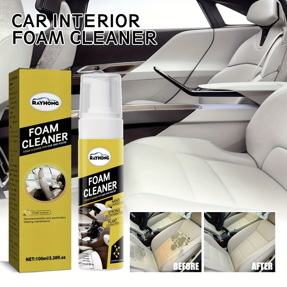 100ml Car Interior Foam Cleaner for Seats Dashboard Cleaning