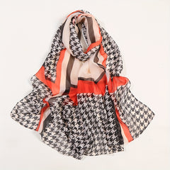 Houndstooth Scarf Chiffon Shawl Casual Sunscreen Head Wrap