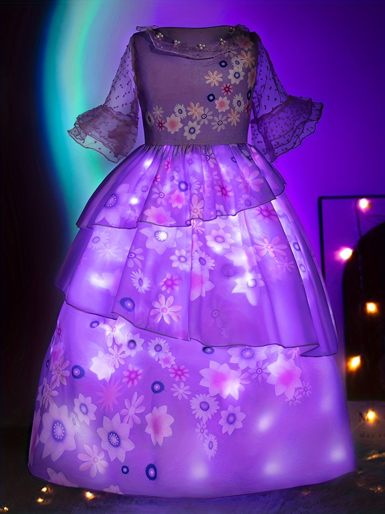 Girls Light Up Princess Dress Costume Comic Flower Fairy Cosplay