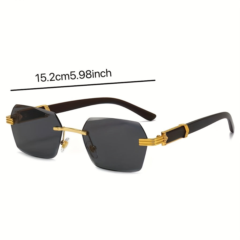 Men's Rimless Cut Edge Sunglasses With Box