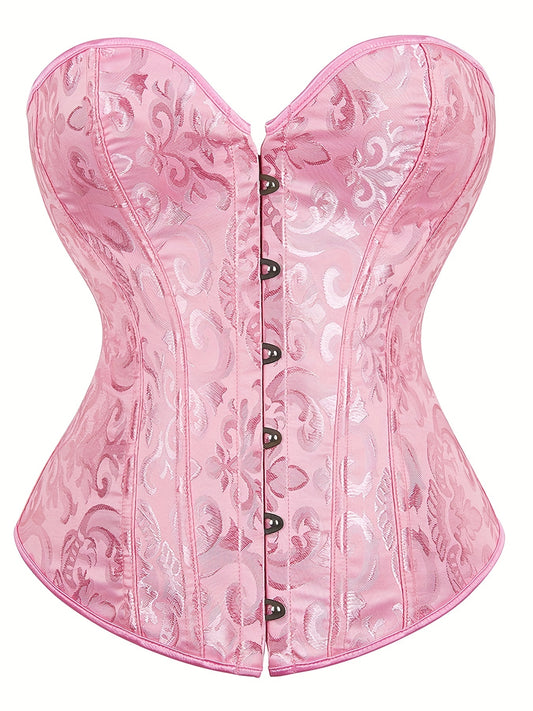  Floral Jacquard Lace Up Back Underbust Corset