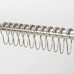 12pcs Stainless Steel Shower Curtain Rings Roller Ball Hooks
