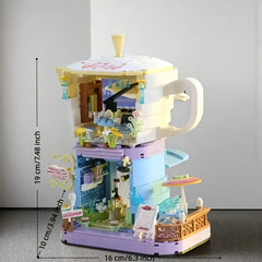 1000 pcs Mocha House Coffee Shop Building Blocks Home Decor Year Gift