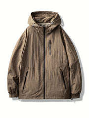 Men's Lightweight Hooded Windbreaker Jacket Zip Up Coat