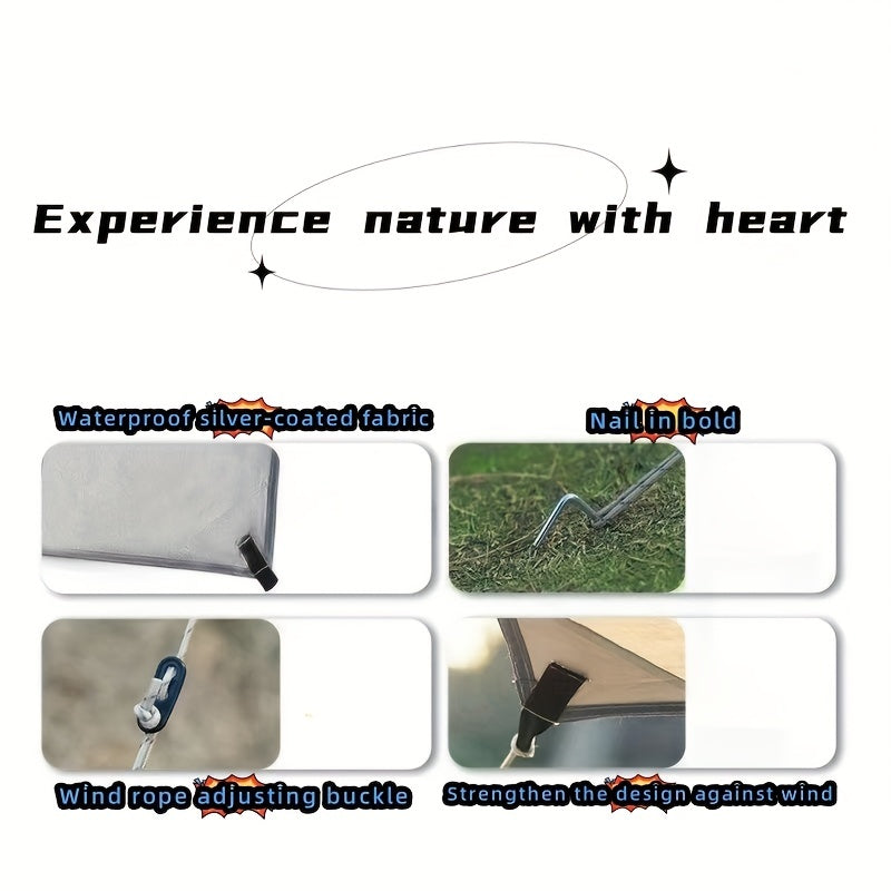 Waterproof Camping Tarp with Pole - Portable Survival Shelter