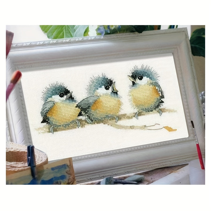 Cross Stitch Kit Three Birds Singing On The Tree DIY Needlework