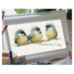 Cross Stitch Kit Three Birds Singing On The Tree DIY Needlework