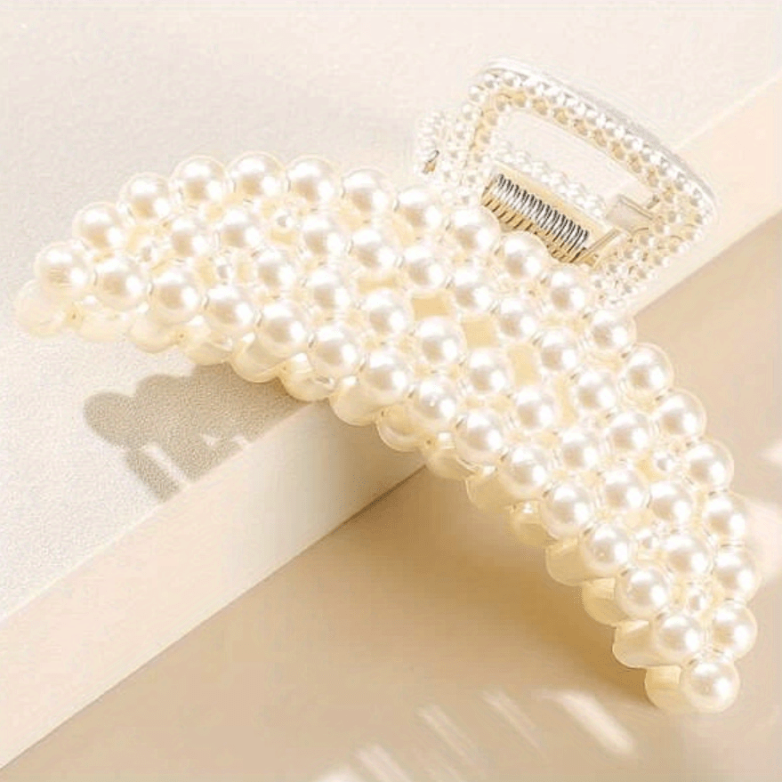 Faux Pearl Beads Hair Claw Shark Claw Hair Clip Women's Hair Accessory