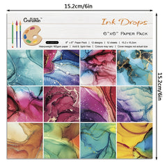 12pcs Scrapbook Paper 6x6in Marble & Dot Wooden Pattern Crafting DIY Material