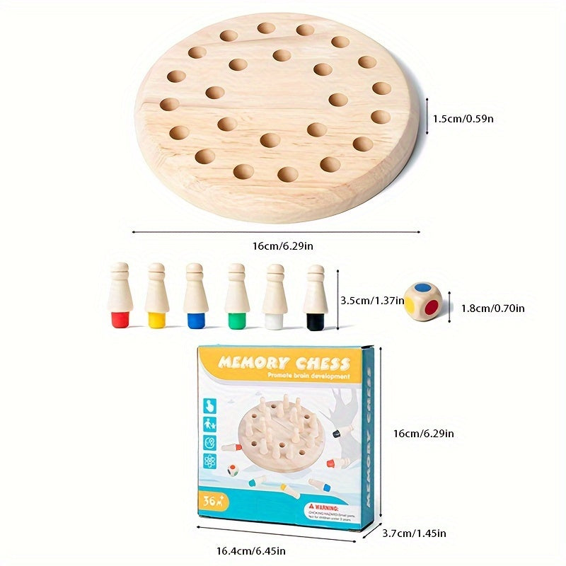 Wood Memory Match Chess Set Educational Puzzle Toy Concentration Training
