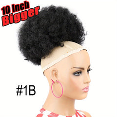 Large Drawstring Bag African American Puff Chignon Hair Bun Silky