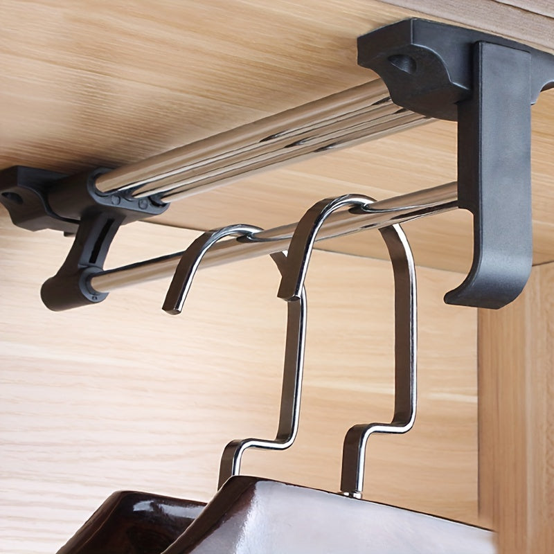 Adjustable Retractable Wardrobe Rail Clothes Hanger Towel Coat Racks