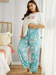  Loungewear Set Women's Plus T shirt & Eggs Print P