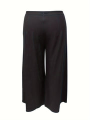  Women's Wide Leg Button Decor Loose Trousers