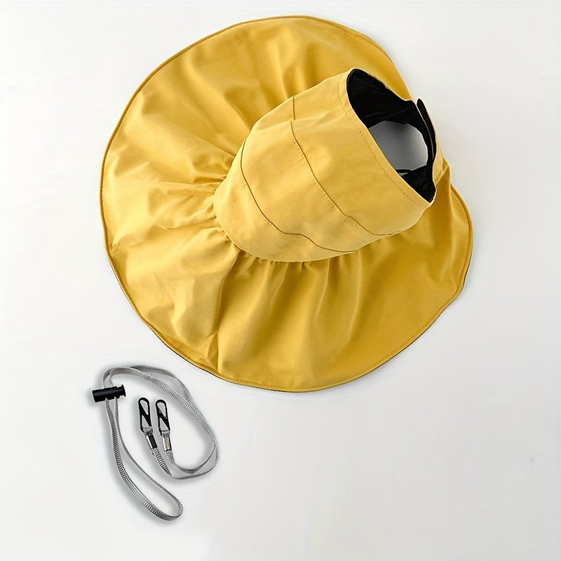 Wide Brim Ponytail Visor Hat UV Protection Travel Beach Sun Hat