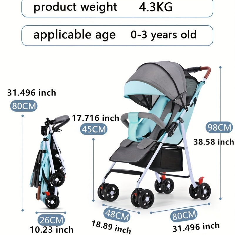 Foldable Baby Stroller Sit & Lie Down One Button Pick Up