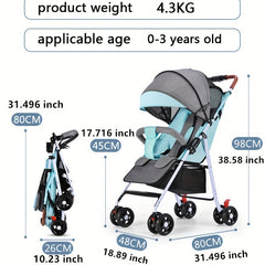 Foldable Baby Stroller Sit & Lie Down One Button Pick Up