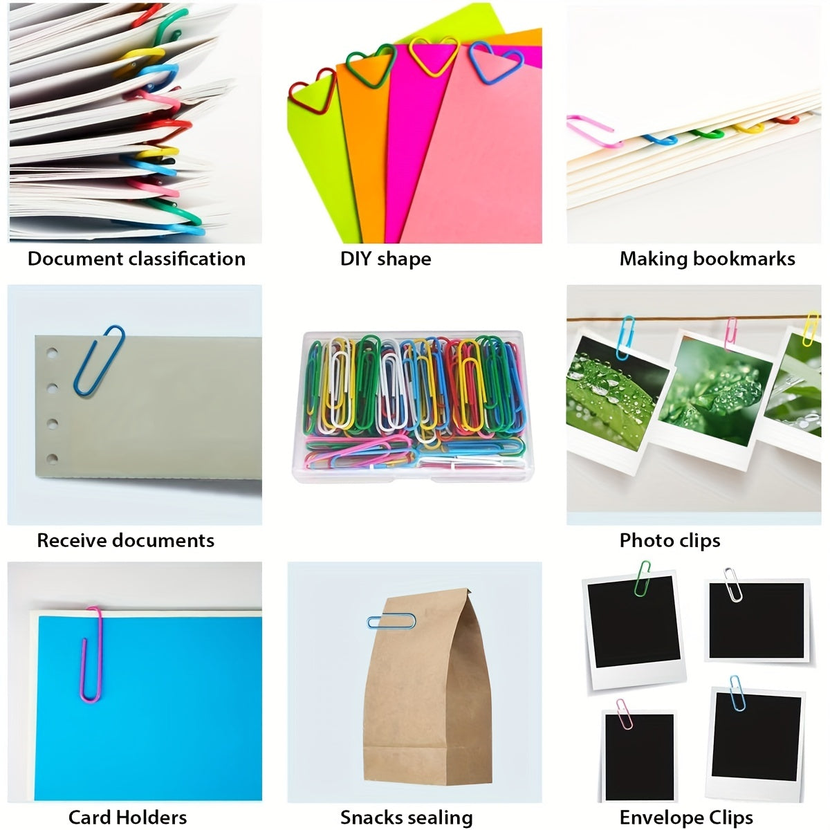 50pcs 2.54cm, 50pcs 3.3cm, 20pcs 5.08cm Large Paperclips - Various Colors
