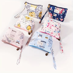 Flower Bird Cosmetic Bag Waterproof Canvas Makeup Pouch Small Travel Organizer