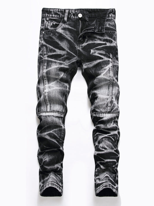Boys Distressed Skinny Jeans Slim Fit Washed Denim Pants