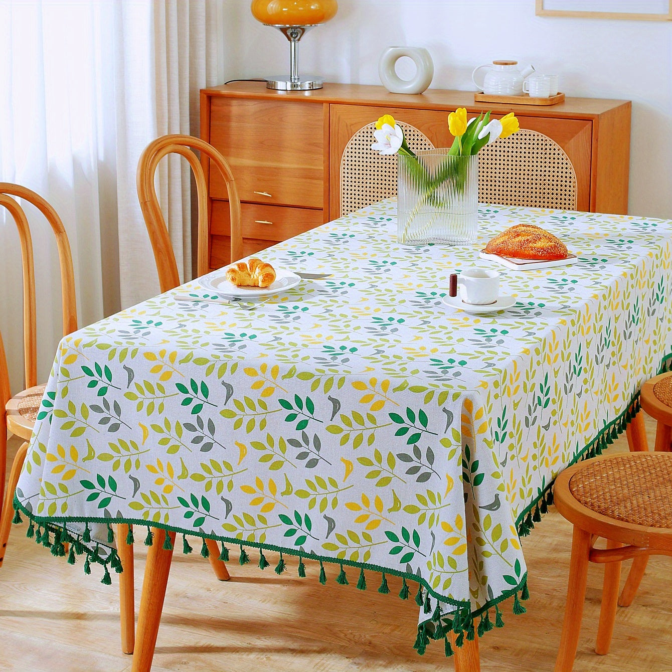 Colorful Leaf Tablecloth Watercolor Rectangular Tablecloth