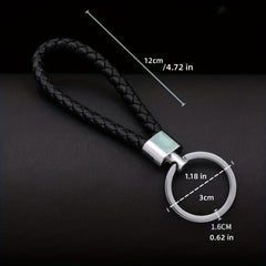 Braided PU Leather Bracelet Keychain Customizable Key Ring Purse Charm