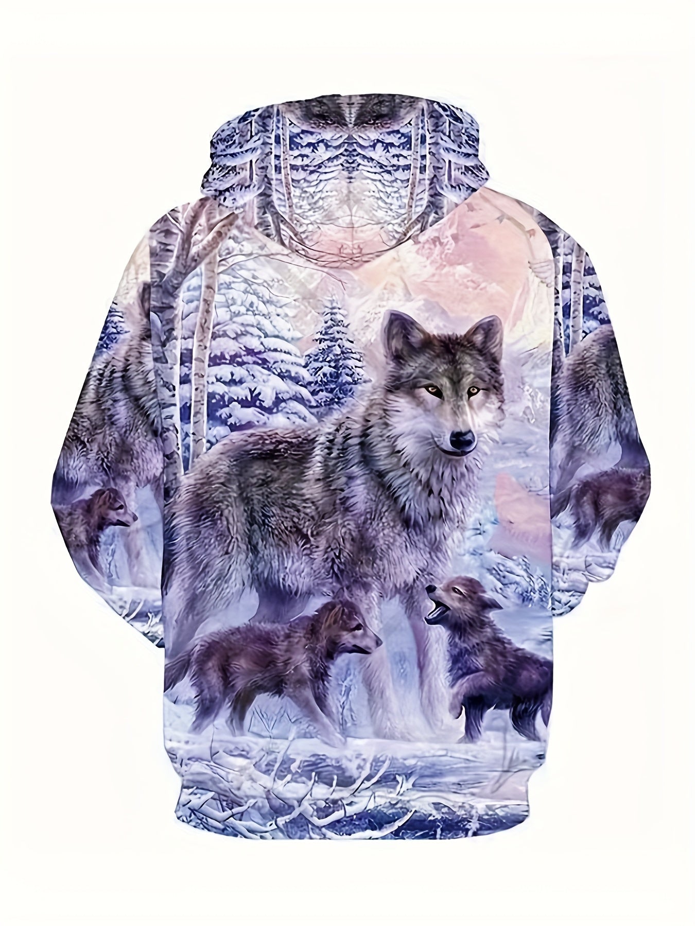 Creative Wolf Print Hoodie for Men