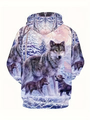 Creative Wolf Print Hoodie for Men