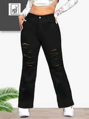  Ripped High Rise Flared Leg Jeans