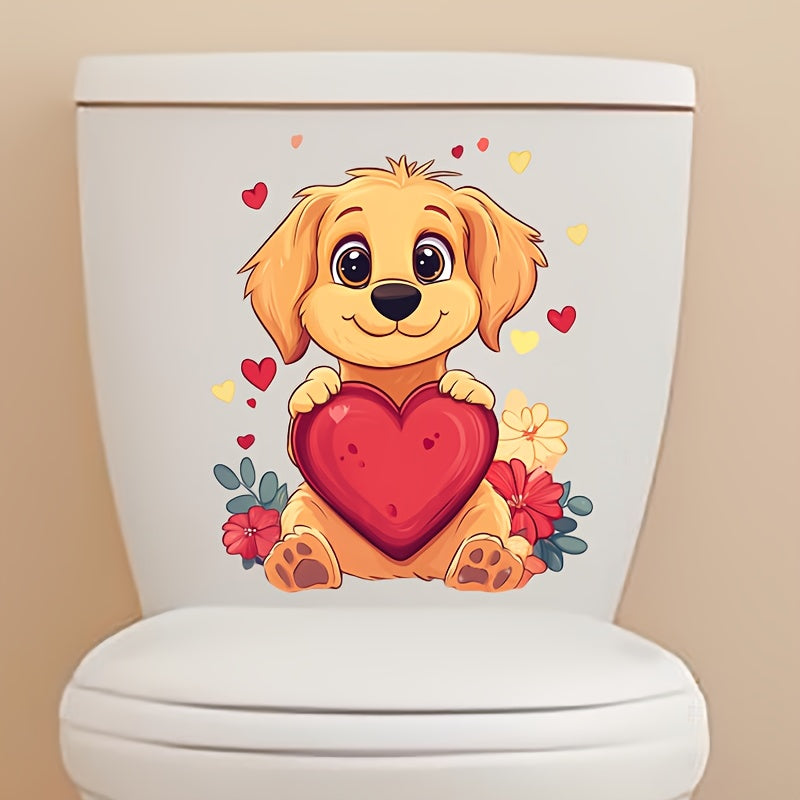 Valentine'S Dog Transfer Paper for Bathroom Toilet Wall