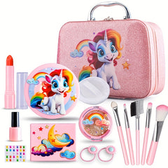 15pcs Pink Unicorn Toy Set Featuring Rainbow and Cloud Designs