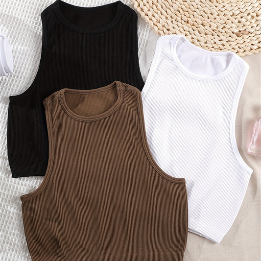 Ribbed Crop Tank Top Set for Summer