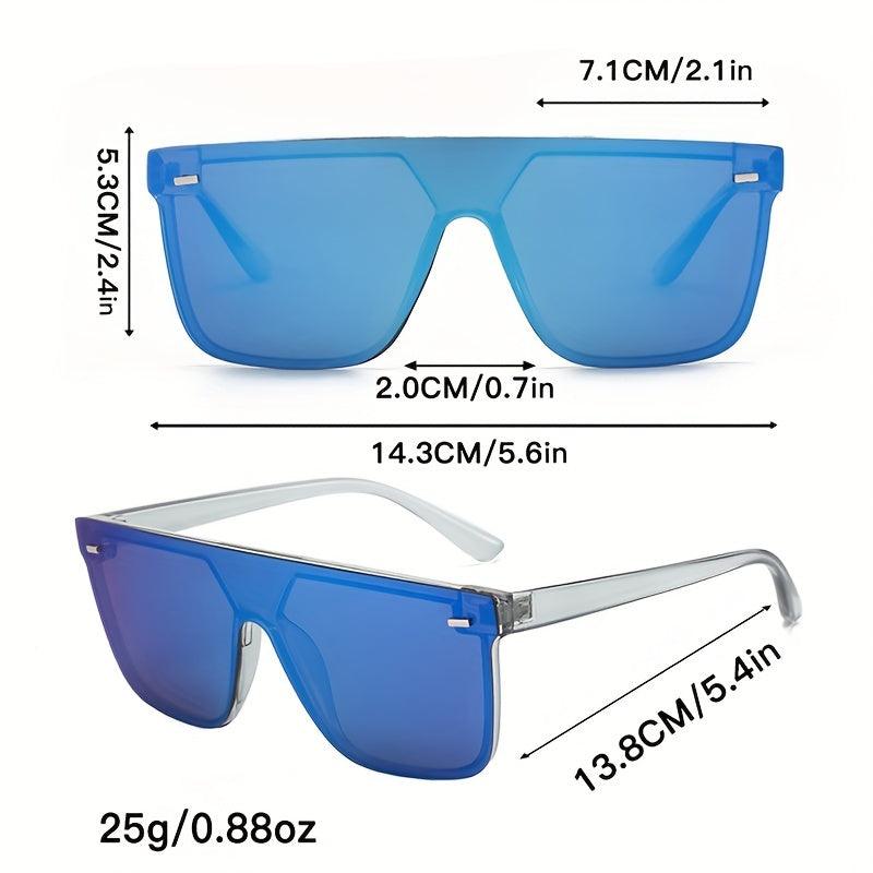 Square One piece Sunglasses Rivet Decor Anti Glare UV400