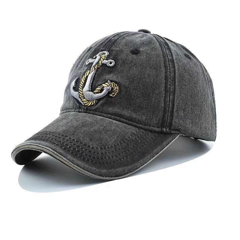 Men's Metal Snapback Trucker Cap Anchor Embroidery
